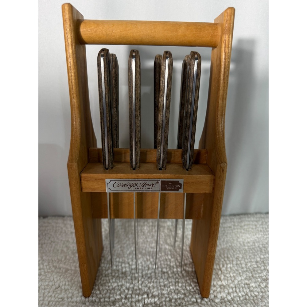 Carriage House Chef Line Steak Knives Set‎ with Wooden Block Washington Forge